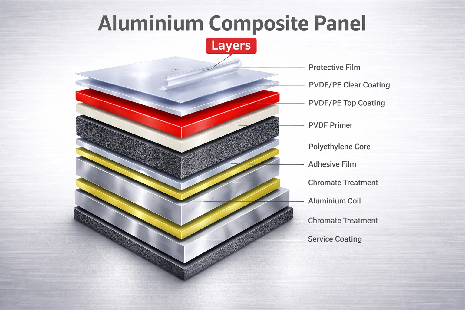 Aluminium composite panel layers diagram