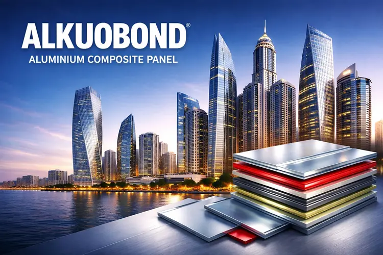 Futuristic skyline with ALKUOBON